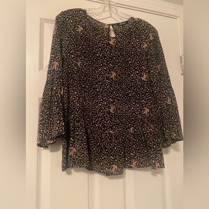 MADEWELL 100% Silk Fiesta Paisley Bell Sleeve Top Medium